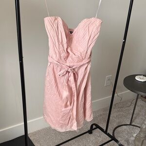 Express Pink Strapless Dress with Bow Tie